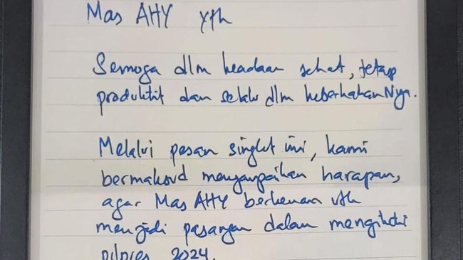 Cerita dibalik Permintaan Anies kepada AHY untuk menjadi Cawapres lewat Tulisan Tangan 