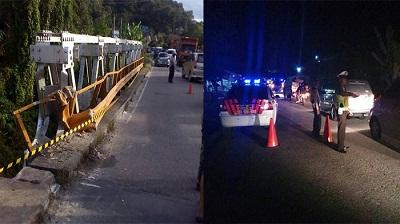 Jembatan Merangin Kuok Nyaris Roboh, Jalur Sumbar-Riau terpaksa di alihkan.
