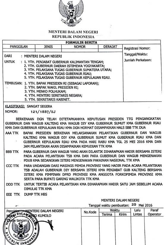 Gubri Dilantik Presiden Bersama Tiga Gubernur dan Seorang Wagub
