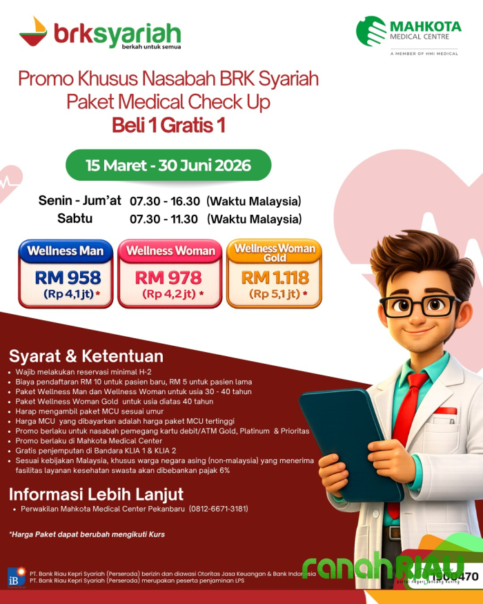 BRK Syariah Gandeng Mahkota Medical Centre Hadirkan Promo MCU Beli 1 Gratis 1 untuk Nasabah