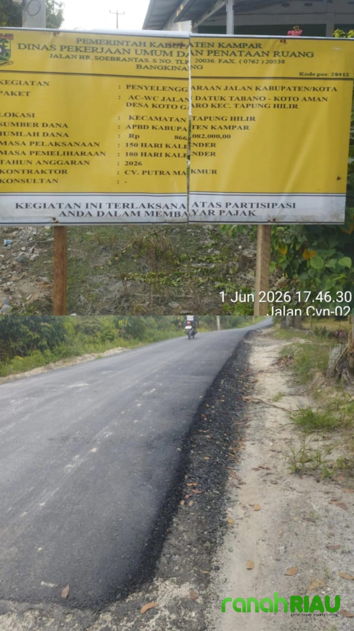 Diduga Tak Sesuai Spesifikasi, Proyek Jalan Datuk Tabano Koto Aman di Tapung Hilir disorot LSM