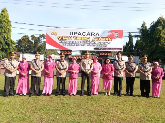 Kapolres Kampar Pimpin Sertijab Waka Polres, Kapolsek Siak Hulu dan Kapolsek Tapung