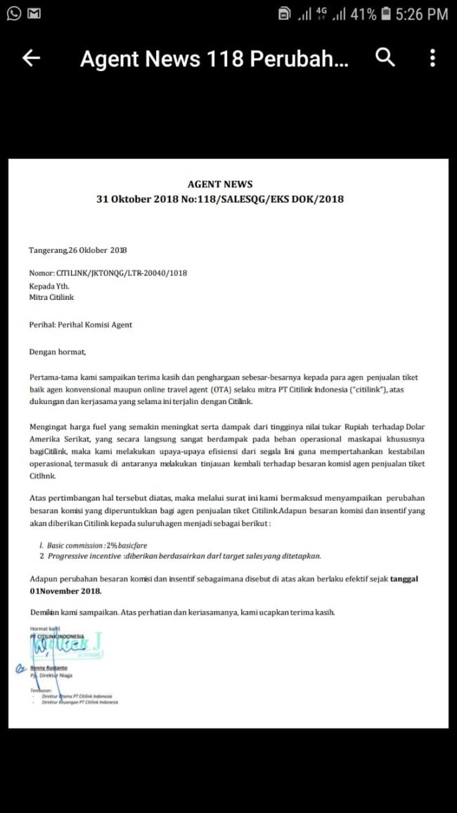 ASITA Riau tolak keras Kebijakan Citilink mengurangi komisi Penjualan 