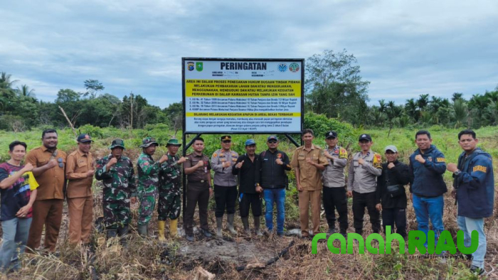 Pasang Papan Peringatan Karhutla, Sinyal Tegas Polres Inhil  larang Pembakaran Lahan