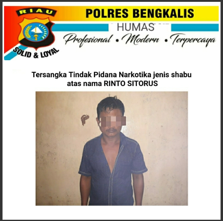 Pria Ini Berhasil di Cokok Polisi Bengkalis, Edarkan Sabu 95 Gram