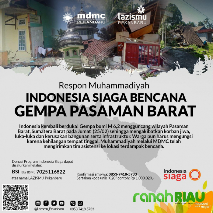 Lazismu Pekanbaru ajak Galang Solidaritas untuk korban Gempa 