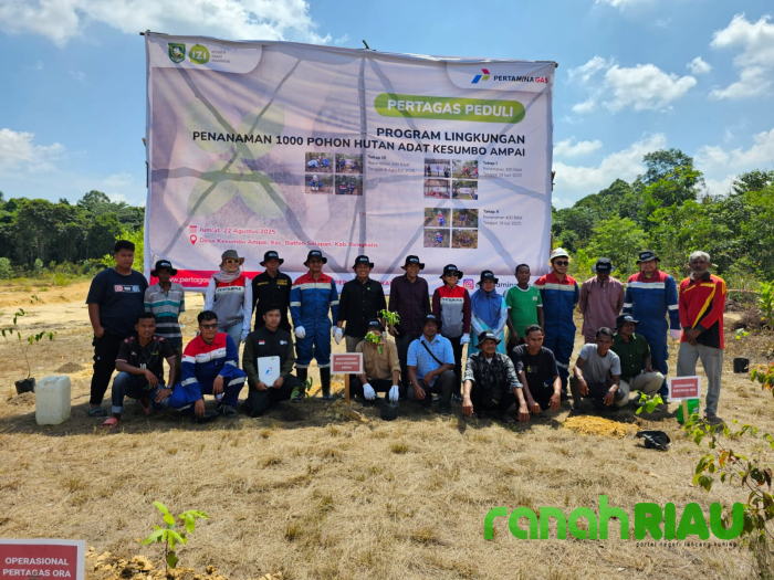 Lestarikan Hutan Adat, Pertagas Tanam 1000 Pohon bersama Suku Sakai Bekalar