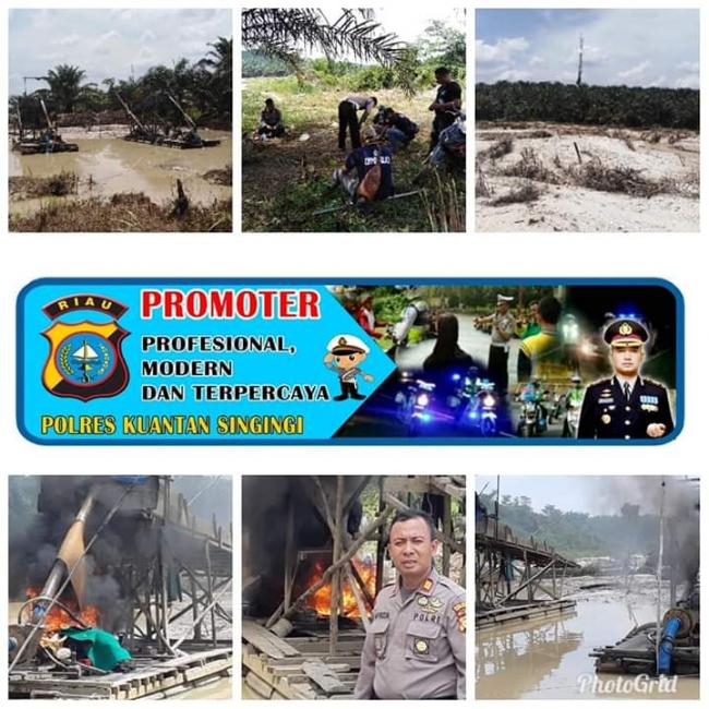 Polsek Kuantan Mudik, Basmi 12 Unit Rakit Dompeng di Kebun Pemda