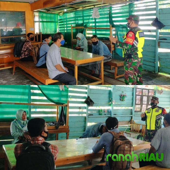 Sosialisasi dan Penerapan PSBB, Babinsa Koramil 01 Bengkalis Menyambangi Masyarakat Desa