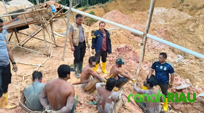 Gerebek PETI di Hulu Kuantan, Polisi Amankan 6 Penambang Ilegal