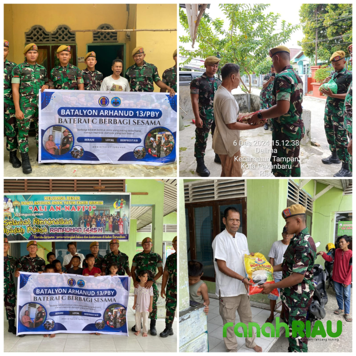 Prajurit Baterai C Batalyon Arhanud 13/PBY Santuni Anak Panti Asuhan