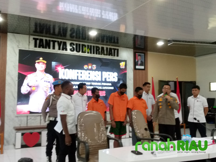 Polres Bengkalis Tangkap Tiga Orang Pelaku Illegal Logging di Desa Tanjung Leban