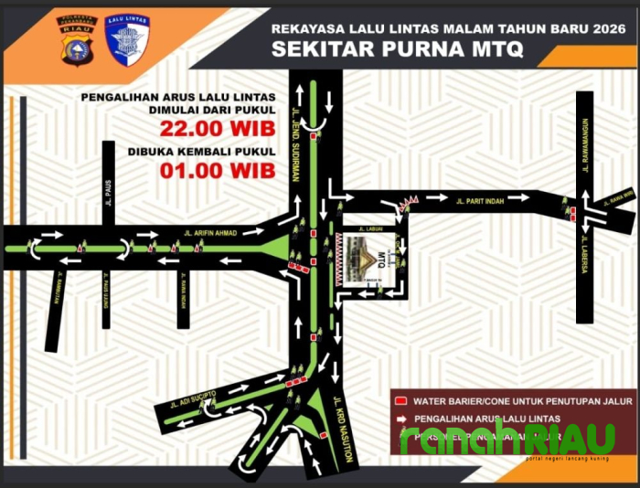 Satlantas Pekanbaru berlakukan Penutupan Sejumlah Jalan di Malam Tahun Baru