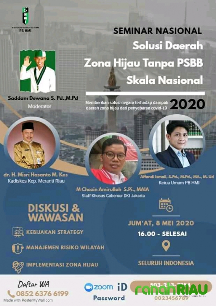 Seminar Nasional Daring Kepulauan Meranti dapat Apresiasi dari  PB HMI Pusat