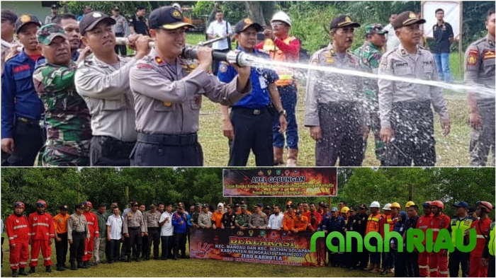 Polsek Mandau, Simulasi Penanggulan Karhutla Gelar Apel Gabungan