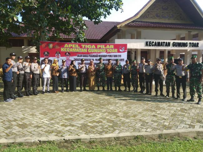 Koramil 08/KM Dim 0302/ INHU-KUANSING Gelar Apel Tiga Pilar Persiapkan PAM Pemilu 2019