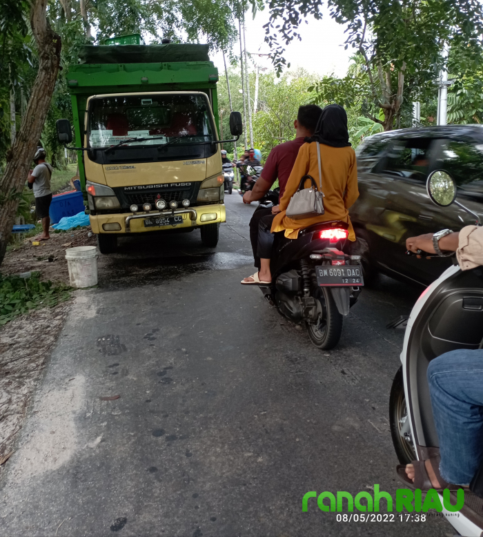 Parkir di Bahu Jalan, Mobil Colt Diesel Muatan Udang Segar Perhambat Kendaraan Yang Melintas