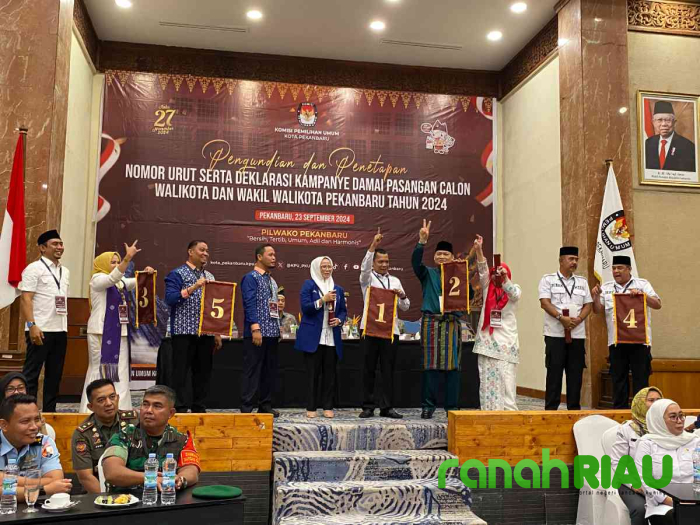 Pencabutan Nomor Urut Calon Walikota Pekanbaru berjalan Lancar, Berikut Hasilnya
