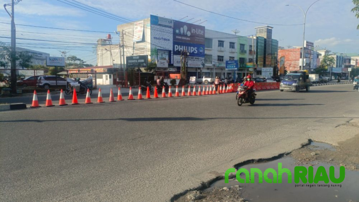 Langkah konkret tekan Kemacetan Tuanku Tambusai, Dishub Kota tutup U Turn Raudhatul Jannah