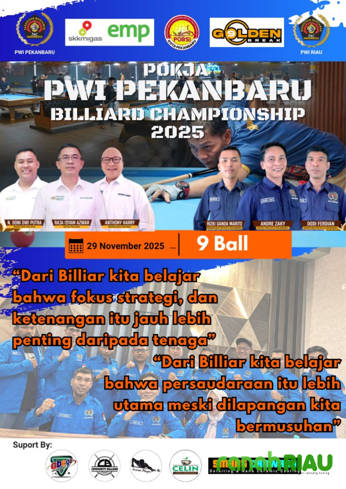 PWI Pekanbaru Billiard Championship 2025: Arena Adu Presisi, Ego, dan Gengsi para Pewarta Riau