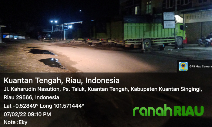 Ruas jalan Kaharudin Nasution pasar Teluk kuantan rusak, Pemerintah diminta Panggil Asiong