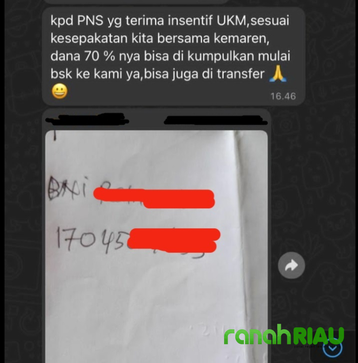 Upzz.. Beredar Oknum Puskesmas Air Tiris Minta 70 Persen Uang UKM disetorkan ke Rekening (RW)
