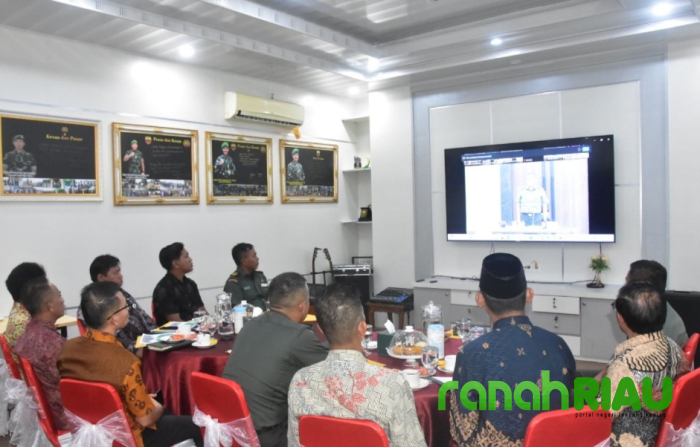 Bupati Hadiri Rapat Teknis TMMD Secara Virtual di Makodim 0303 Bengkalis