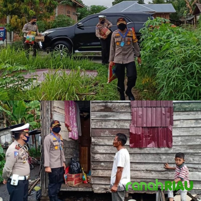 Peduli Warga Miskin, Kapolres Bengkalis Beri Bantuan Sosial