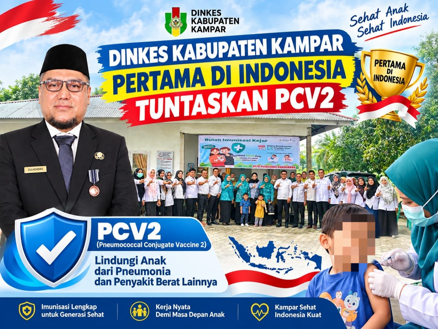 Kampar Jadi Kabupaten Pertama di Indonesia Tuntaskan Imunisasi Kejar PCV2