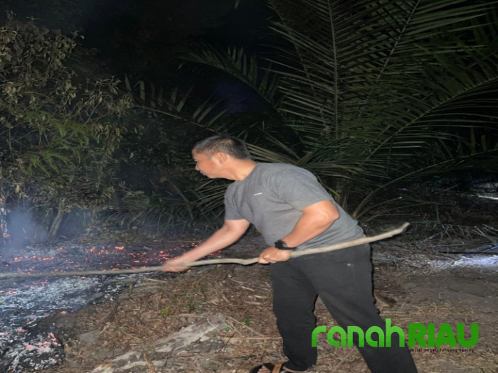 Desa Lereng Kuok kembali dilanda Kebakaran Lahan, Bupati Kampar turut serta Padamkan Api 