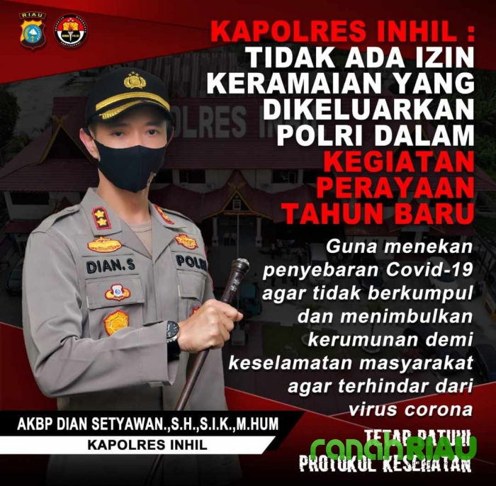 Kapolres Inhil Sebut Malam Puncak Tahun Baru Tidak Ada Ijin Keramaian