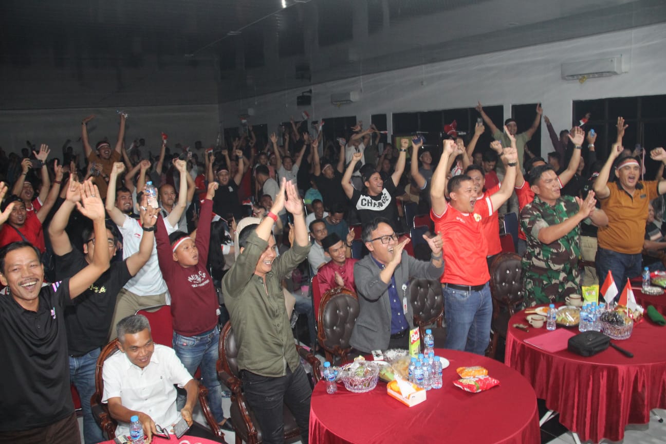 Polres Bengkalis Menggelar Nobar Piala Asia U-23 di Gedung Aula Tantya Sudhirajati