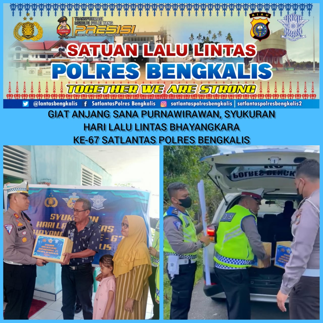 Dalam Rangka HUT Lalulintas Ke-67 Satlantas Polres Bengkalis Bagikan Sembako