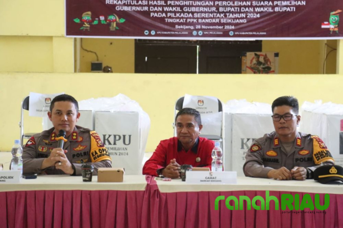 Kawal Pilkada Damai, Polisi di Pelalawan Pantau Rapat Pleno PPK