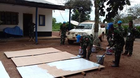 HUT Zeni Ke-72, Satgas Garuda Laksanakan Renovasi Markas Tentara Kongo