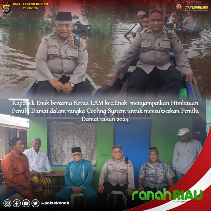 Kapolsek Enok dan Ketua LAM Saling Sinergi Lakukan Himbauan Pemilu Damai 2024