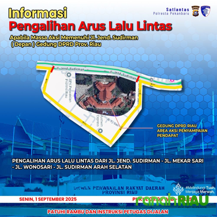 Antisipasi Macet Aksi Unjuk Rasa Akbar Hari ini, Polresta Pekanbaru terapkan Rekayasa Arus 