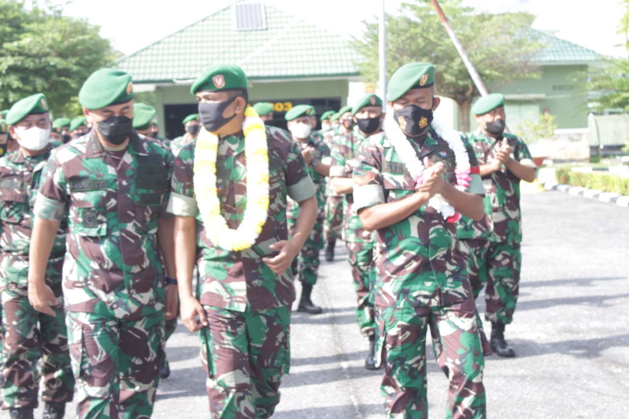 Sambut Prajurit Kembali dari Satgas Apter Wilayah Timur, Ini Kata Dandim 0303 Bengkalis