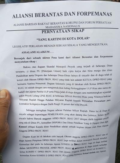 Berantas dan Forpemanas Gelar Aksi, ini Tuntutannya