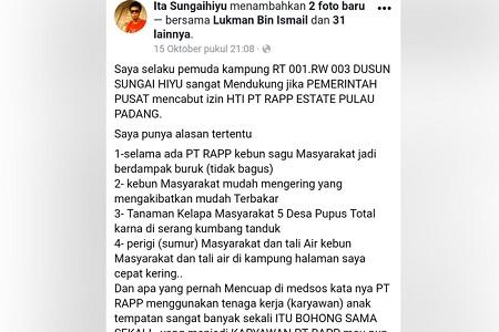 Kecewa...Pemuda Ini Tuding PT. RAPP Pembohong...