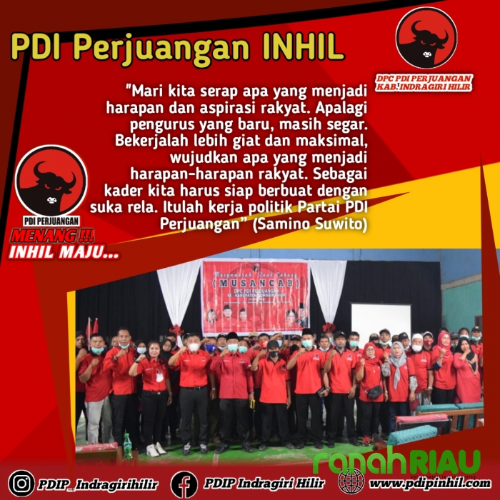 PDIP Inhil Musancab, Samino : 2024 Kita Usung Kader Sendiri di Pilbup Mendatang