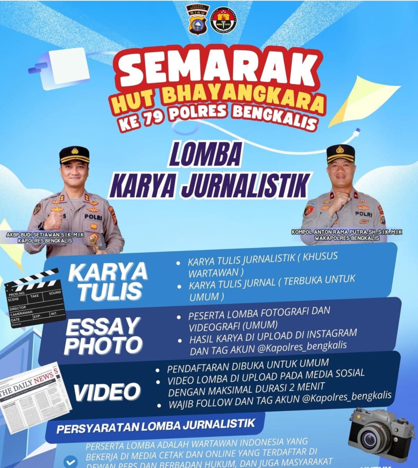 Polres Bengkalis Akan Gelar Lomba Karya Jurnalistik di HUT Bhayangkara ke 79