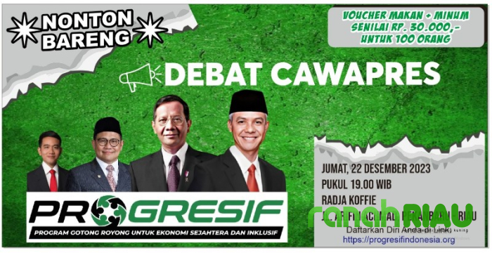PROGRESIF gelar Nobar Debat Cawapres 38 Provinsi, Masuri: 100 Vocher Makan Minum di Radja Koffie