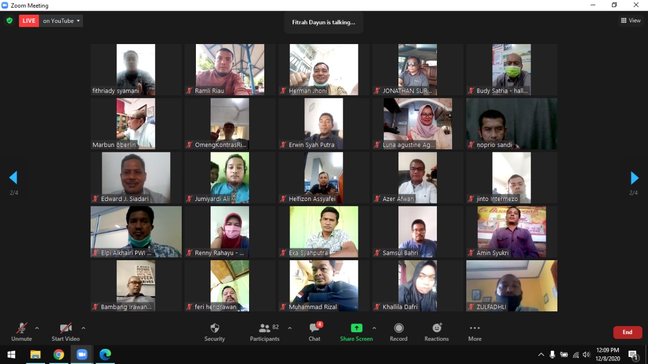 Webinar Ketahanan Pangan Untuk Wartawan Usai, Insentif Rp100 Juta Disiapkan PWI Riau-SPS Riau