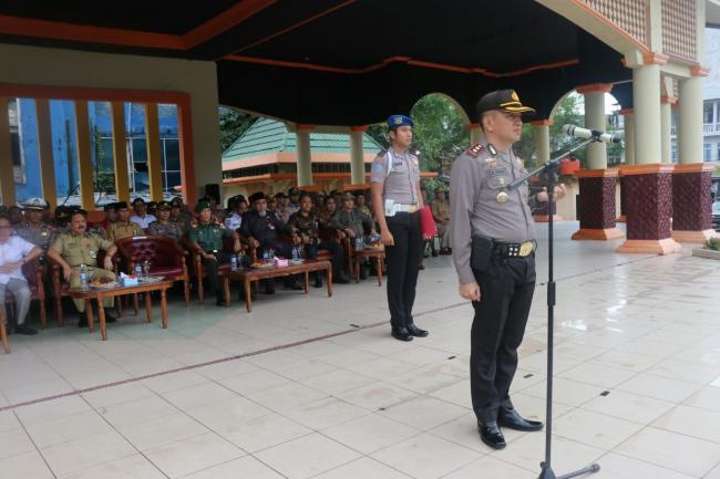 Sekda Inhil Ikuti Apel Gelar Pasukan Bersama TNI-Polri