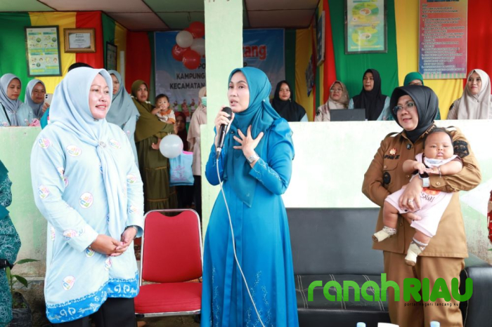 Kunjungi Posyandu di Kampung Rawang Air Putih, Ketua TP PKK Riau disambut Antusias tinggi Warga