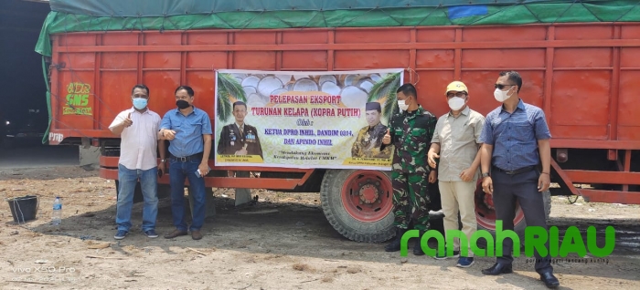 Ketua DPRD Inhil, Dandim, dan APINDO Lepas Ekspor Kopra Putih UMKM ke Myanmar