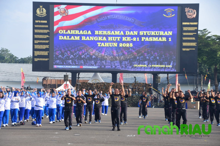 Puncak Peringatan HUT Ke-21 Pasmar 1 Diisi dengan Acara Olahraga Bersama dan Syukuran