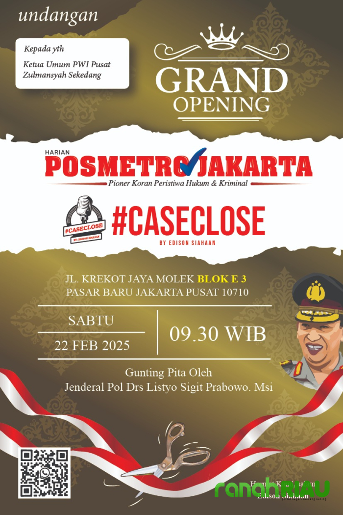 Ketua PWI Pusat Zulmansyah Sekedang diundang hadiri Grand Opening Posmetro Jakarta