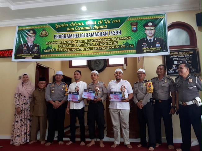Polresta Pekanbaru Adakan Lomba Adzan, Baca Quran dan Ceramah